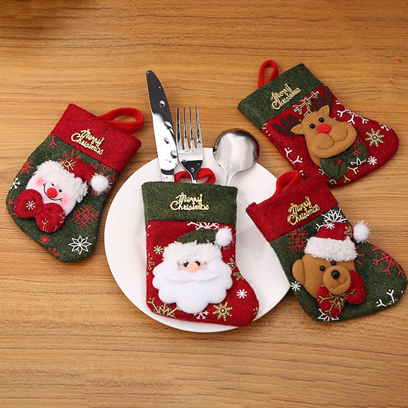 Christmas Decorations Knifes Fork Gloves Bag Holder Home New Year Party Table Dinner Cutlery Christmas Tree Hanging Ornaments