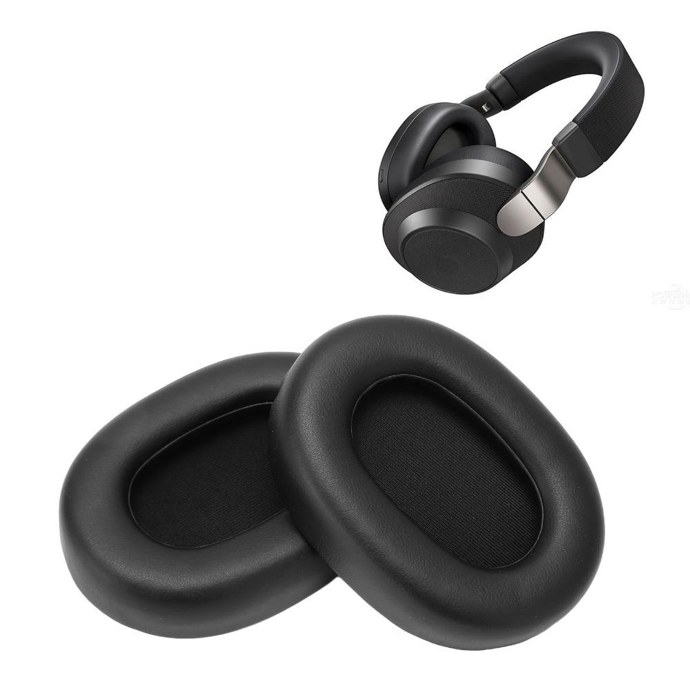 2 st Svart ErsättningsÖronkuddar LäderÖronkåpor för Elite 85h Trådlöst Headset Ljudutrustning