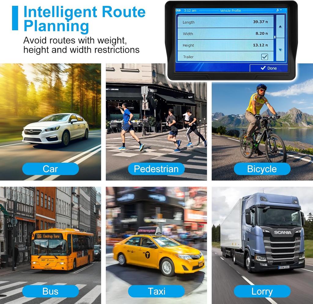 9-inch GPS Navigator for Car Truck RV with 2025 Map, Voice Navigation, Speed & Red Light Warning