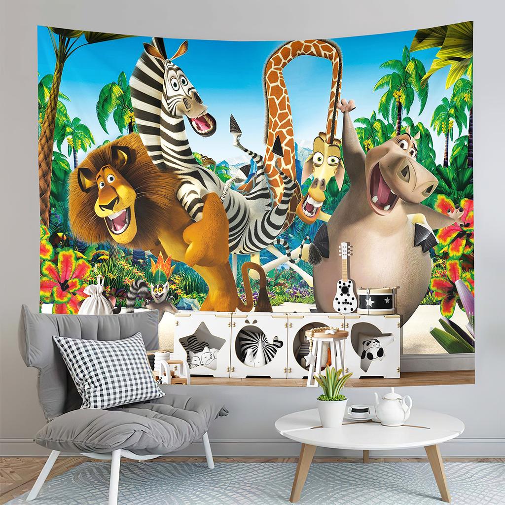 Cartoon Farm Animals Tapestry Cute Cow Turkey Tapestry Gifts for Kids Girls Boys Bedroom Dorm Wall Hanging Decor Tapestries