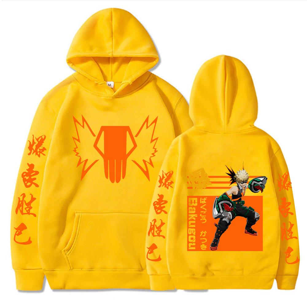 

Japan Anime My Hero Academia Bakugou Katsuki Hoodies Women Men Kawaii Manga Orange Graphics Sweatshirts Clothes 3XL