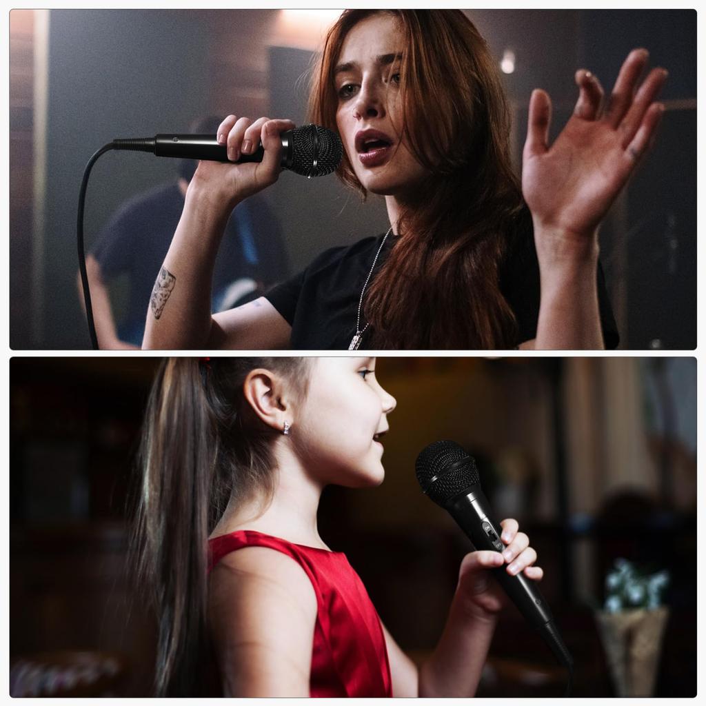 OUNONA Wired Karaoke Microphone, 6.5mm, Black, Handheld Microphone, Compact and Lightweight, for Home Karaoke, Singing, Game Commentary, Live