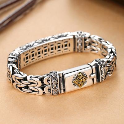 Nieuwe Zilveren Armband Heren Trendy Retro Creatieve Persoonlijkheid Hand Sieraden Jongens Vredespatroon Zilveren Ketting Kinderen