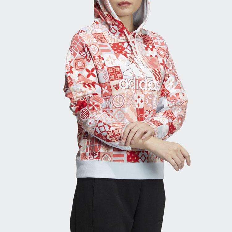 Adidas All-Over Print Hoodie Women Tops Red HC2795