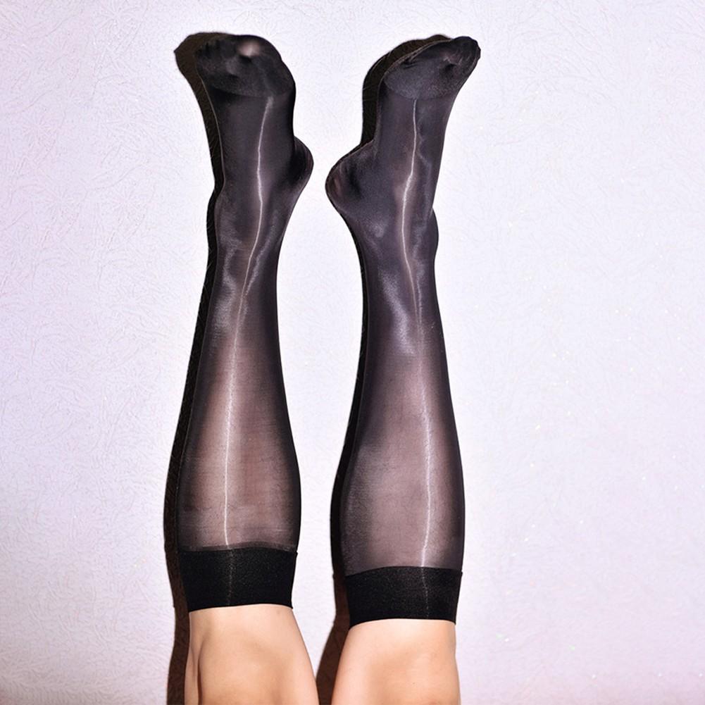 Knee High Men Stockings Nylon Oil Shiny Silk Stretchy