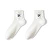 Women’s Lightweight Mesh Ankle Socks Breathable Lace Trim Crew Socks with Bow Embroidery and Hollow Out Design for Everyday Wear