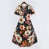 Women V Neck Short Sleeve Casual Dress Floral Print Vintage Style Midi Dress Lightweight Summer Dress for Daily Wear