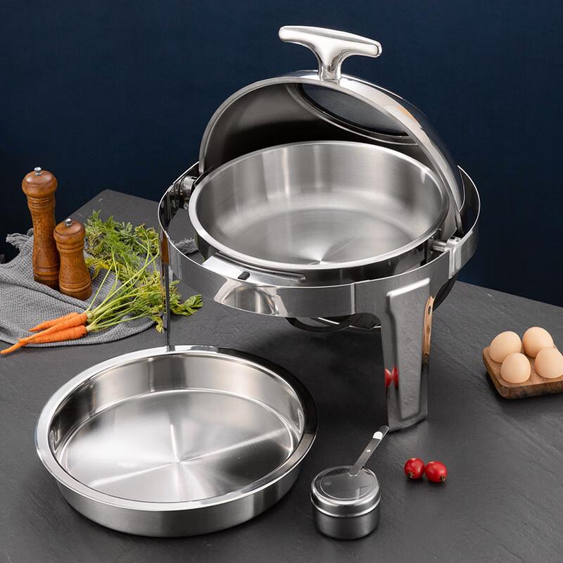 ZISIZ Round Full Flip-Top Chafing Dish