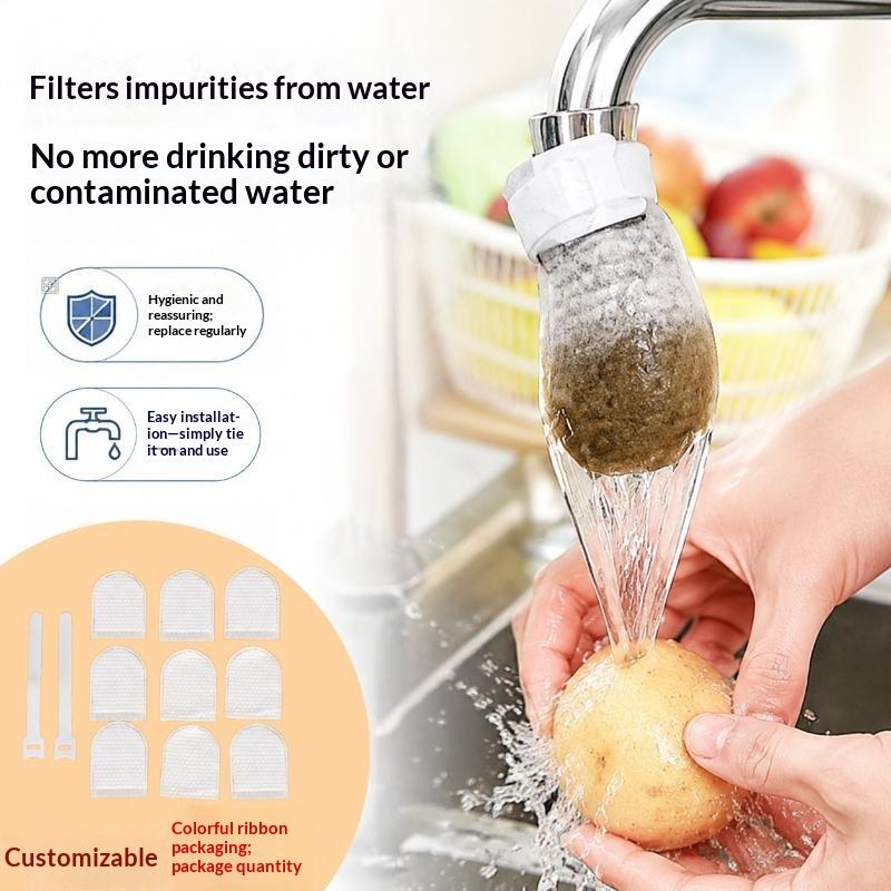 10 Stück Wasserhahnfilter Baumwolle, Spritzschutz Entfernt Sand Filtert Mit T-Riemen, Wasserreinigung Socken Für Leitungswasser Rostentfernung