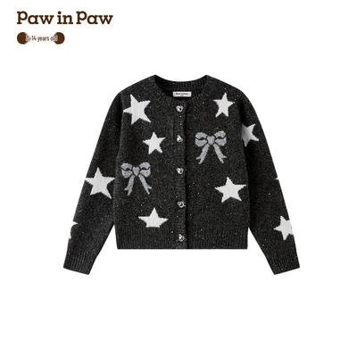 PawinPaw Girls' Cartoon Bear Knitted Cardigan