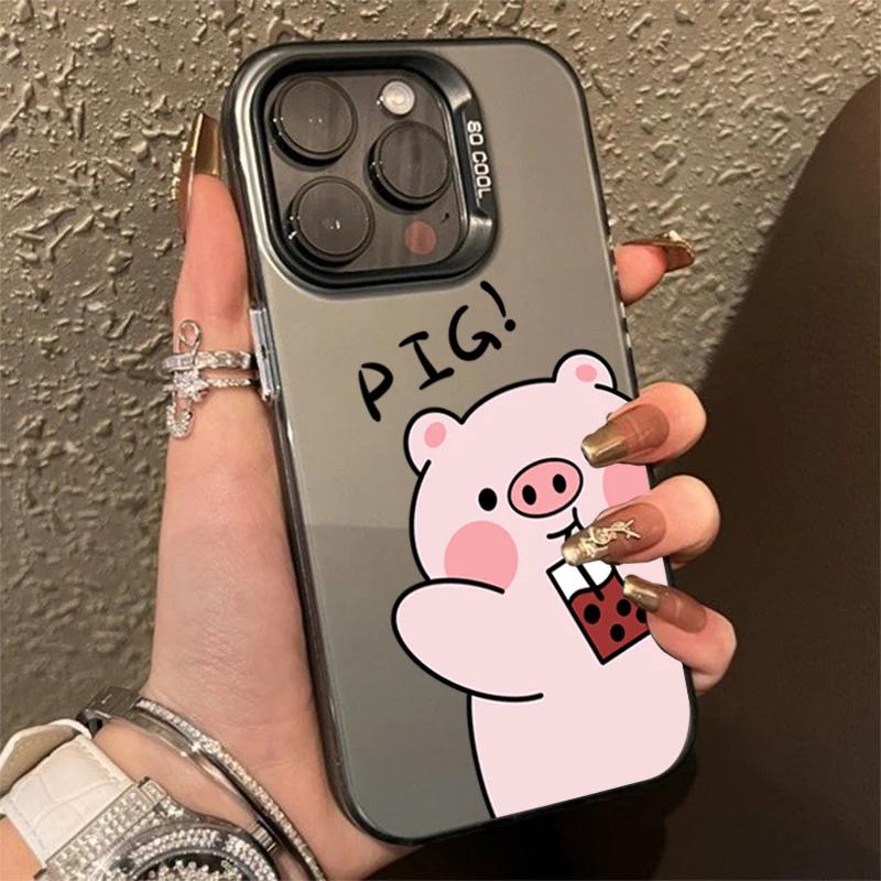 

Чехол для телефона Cartoon Pig Electroplate Silver IMD для Redmi 13 4G 12 13C Redmi Note 13 12 11 10 Pro Plus 12S 11S задняя крышка Redmi Note 13 Pro 4G