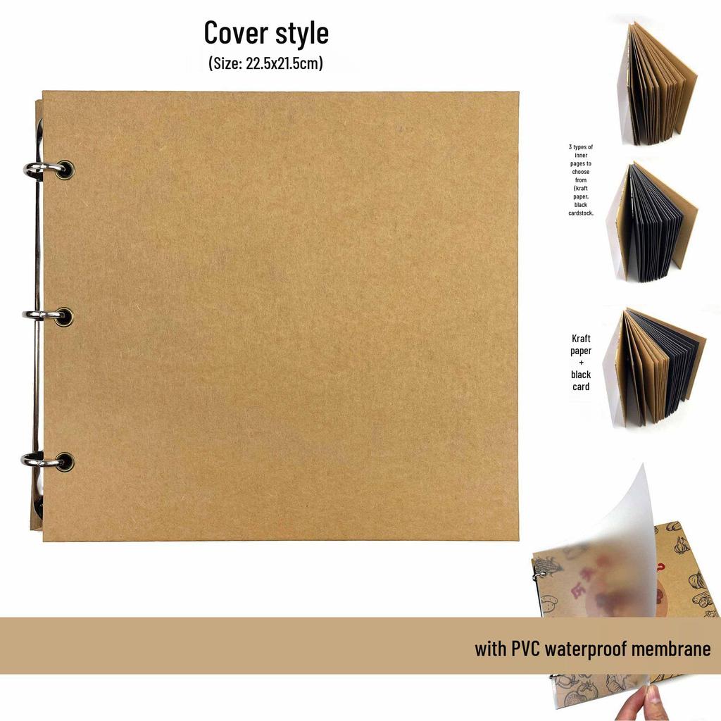 Hand-Painted Homemade Family Recipe Book - DIY Handwritten Kraft Paper Album