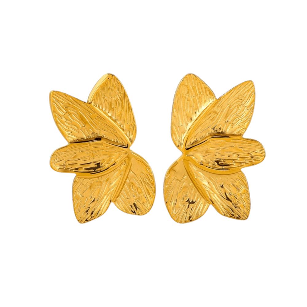 1Pair Exaggerated Big Stud Earrings Gold Color Metal Flower Earrings Goth Punk Earrings Women