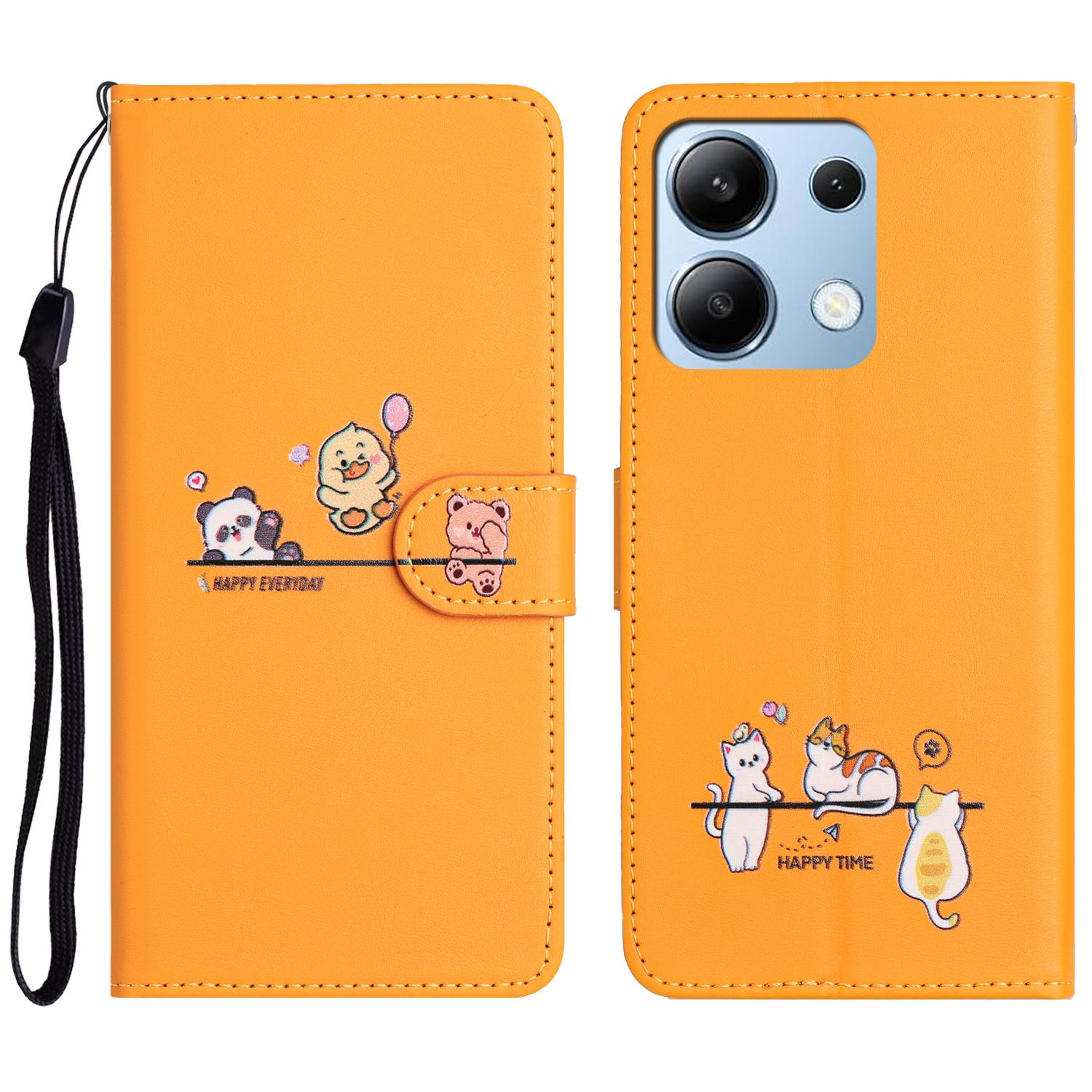 

Чехол для телефона Funda Redmi 13 13C POCO C65 M6 X6 3D Animal для Xiaomi Redmi Note 13 Pro Plus Mi 13T, кожаный чехол-кошелек с откидной крышкой POCO X6 Pro 5G жёлтый