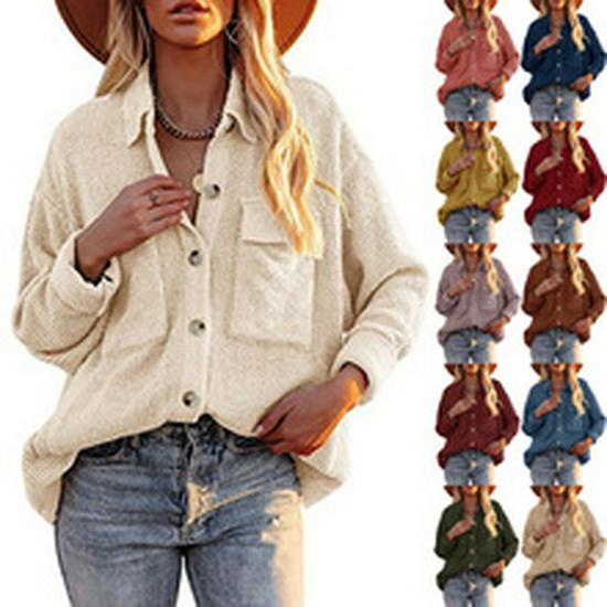 Women's 2026 Autumn/Winter Corduroy Long Sleeve Pocket Cardigan