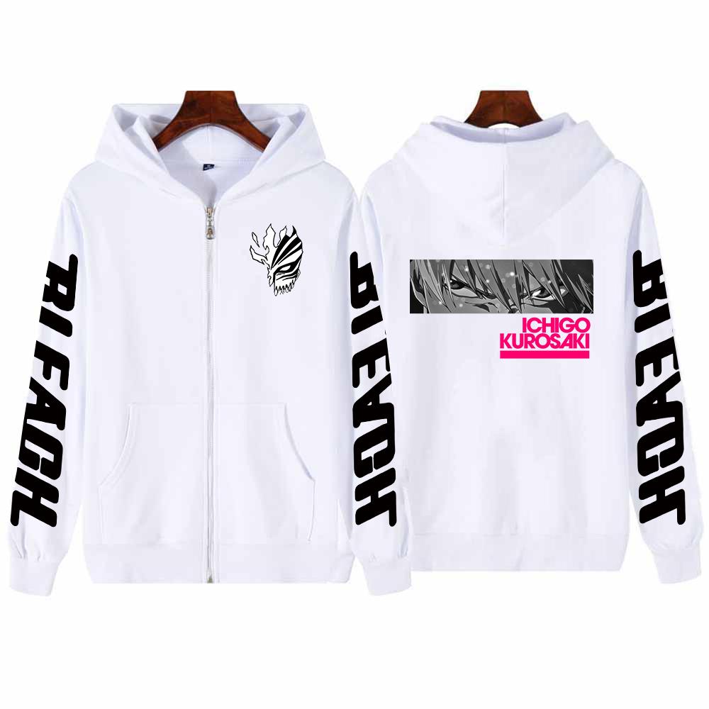 

Harajuku Аниме Bleach ICHIGO KUROSAKI Глаза Графический Принт С Капюшоном Мужские Женские Толстовки На Молнии Оверсайз Свитшот Мужская Куртка На Молнии 4XL белый