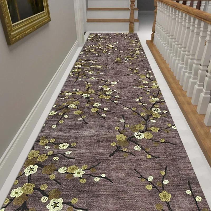 Luxusní chodba Dlouhé koberce pro běžce Předsíň Modrý zlatý žakárový koberec Obývací pokoj Hotel Schodiště Rohož Neskluzový domácí kuchyňský koberec