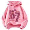 Kinder Kapuzenpullover Glitzer 67 Sechs Sieben Zahl Herz Aufdruck Langarm Pullover Sweatshirt Mädchen Freizeit Herbst Oberbekleidung