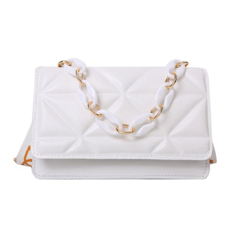 

Versatile Crossbody Bag Trendy Bag Leather Wide Band Shoulder Bag Chain Bag білий