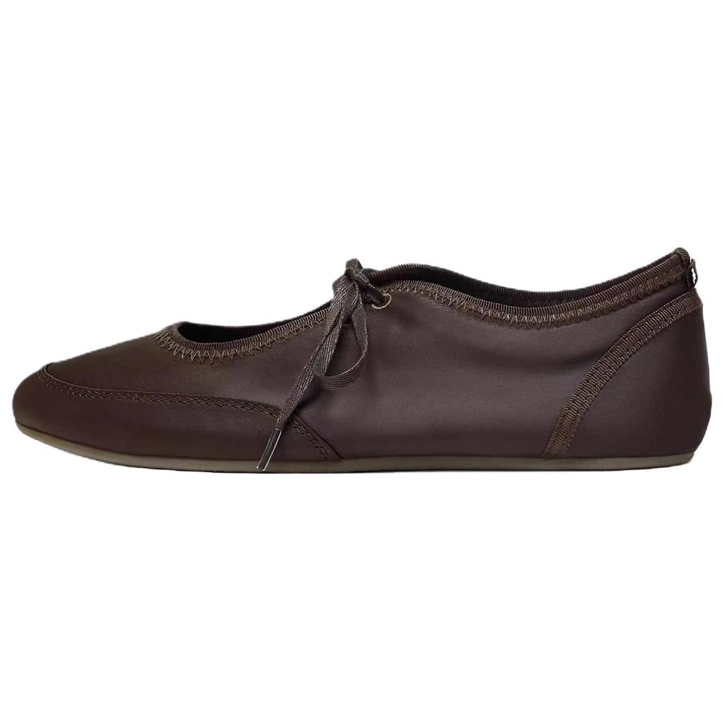 Zara Fashion Lace-Up Bow Decor Casual Flat Shoes Women Flats Brown 5205610700