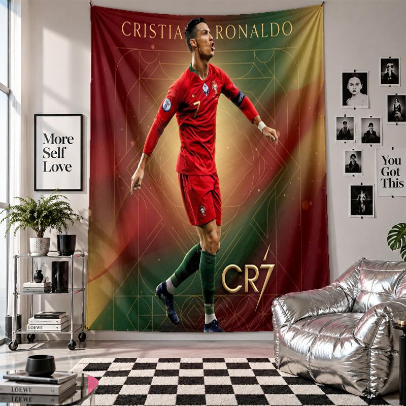 Cristiano Ronaldo Duvar Kilim Ev Dekorasyonu Yatak Odası Oturma Odası Arka Planı için Duvara Asılan Kumaş