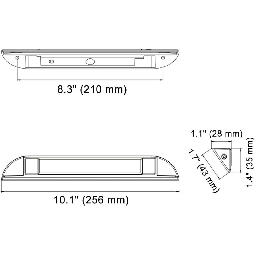Raycharm 10" RV & Marine Boat LED Awning Porch Utility Light Fixture, 40° Down Angle Beam, 6000K Cool-White, 12V/24V DC, High Light-Output Low