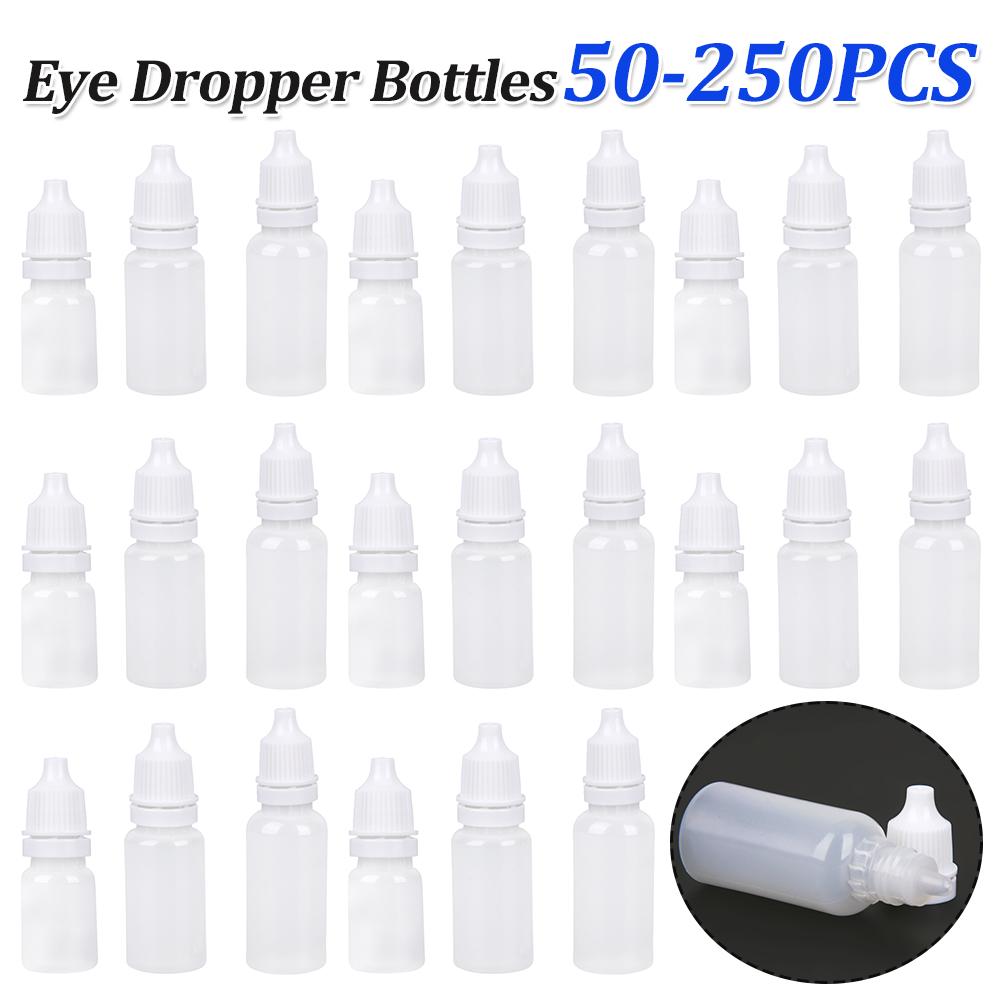 50pcs 5/10/15ml Eye Dropper Bottles Refillable Eye Drop Bottle Portable Eye Liquid Dropper for Solvents Essence Eye Drops Saline