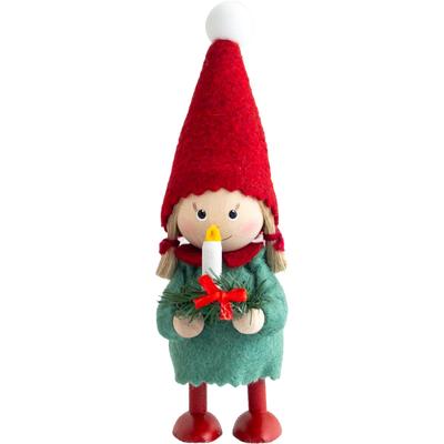 NORDIKA Nisse Christmas Wooden Doll Girl with Candle "Joy To the World