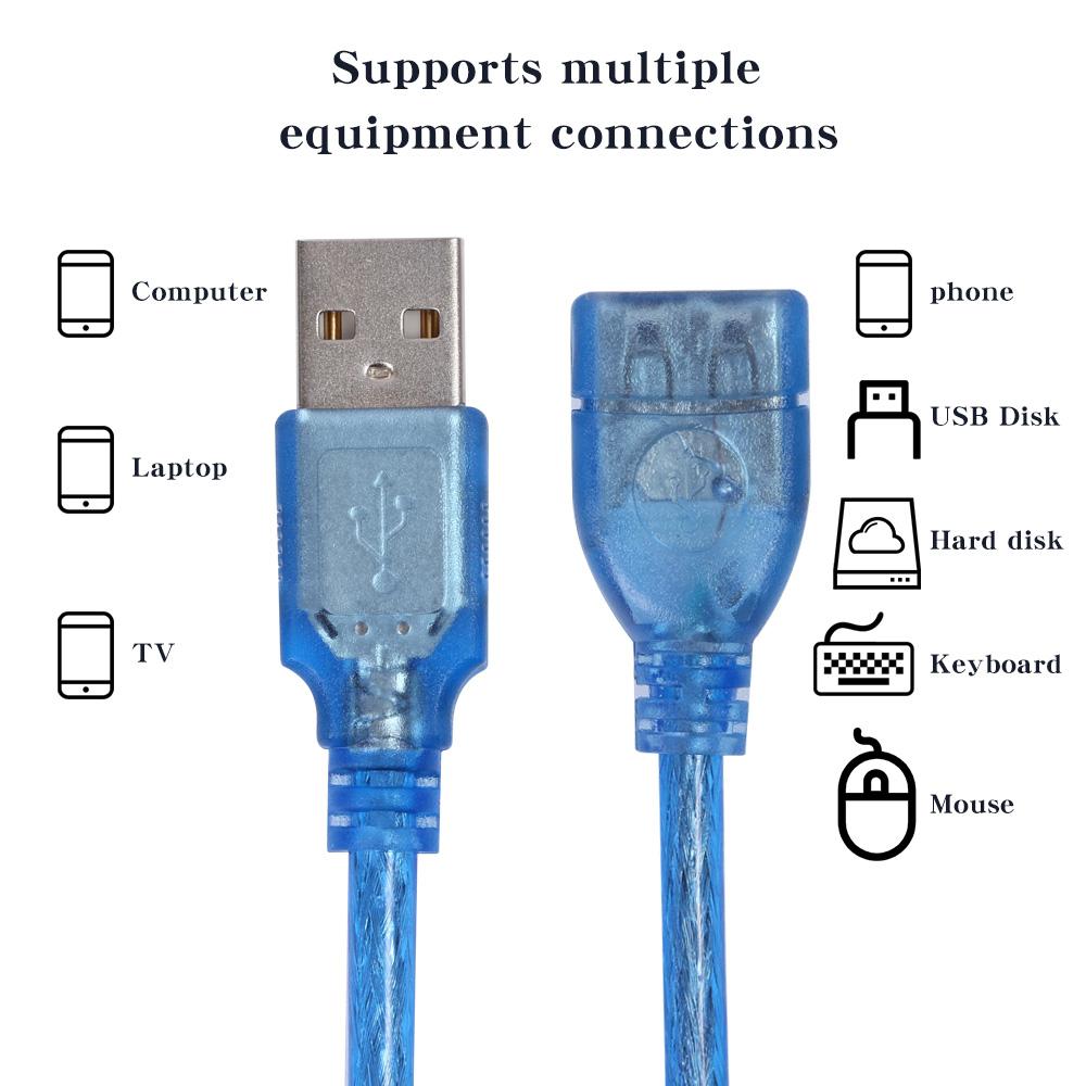 0.3M/1.5M/3M USB 2.0 Extension Cable Extender A Male To Female Cord Adapter Data Cable 2.0 Extender Cord for Computer Camera TV