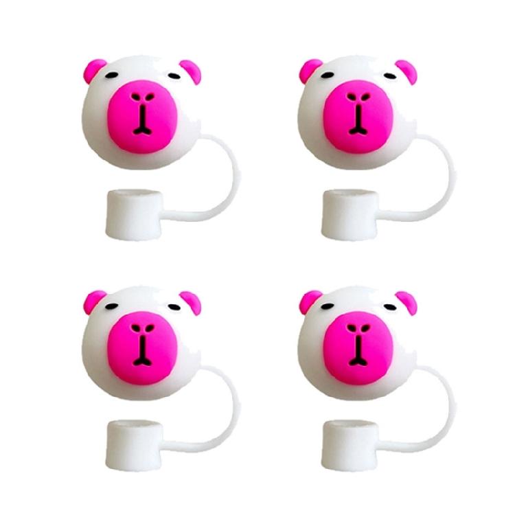 4Pcs Drinking Straw Caps Plugs Portable Straw Caps Lovely Capybara Silicone Straw Covers Caps Straw Accessories