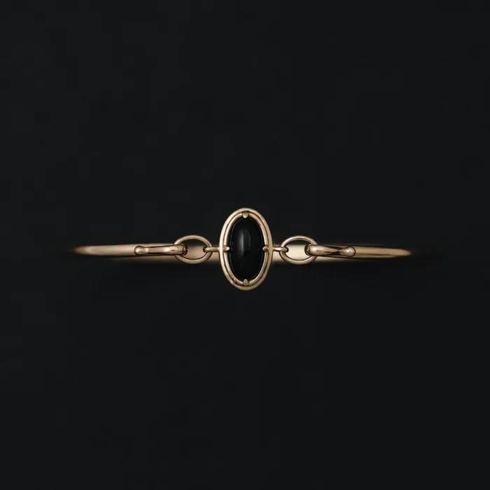 [14K]_double bezel bangle: onyx.