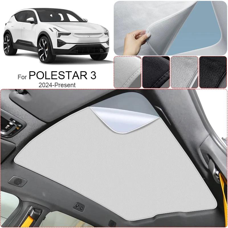 Car Anti-uv For POLESTAR 3 2024-Present Electrostatic Adsorption Sunroof Sunshade Suede Fabric Auto Heat Insulation Skylight