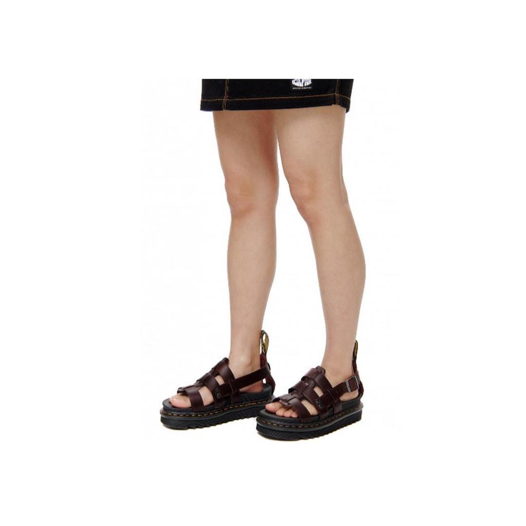 Dr. Martens Sandalias Romanas de Plataforma con Hebilla de Cuero Terry Sandalias Unisex Marrón Rojo 23521211
