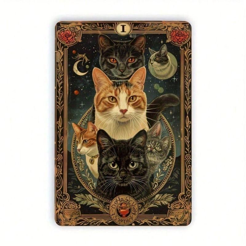 Metal Sign Retro Cat Wall Decor Vintage Tin Poster for Bar Pub Garage Gift