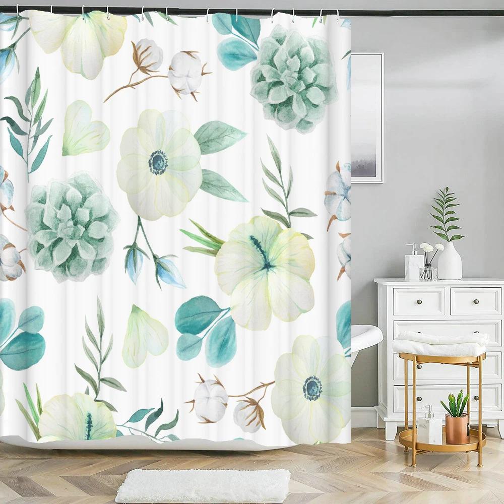 

Flower Dandelion Red Rose Plant Fresh Shower Curtains Bathroom Curtain Frabic Waterproof Polyester Bathroom Curtain with Hooks W90xH180cm