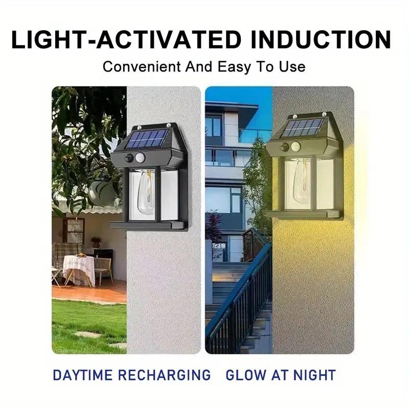 1/2/4/8 Solar Powered Outdoor Sensing Safety Light Strip Sensors with 3 Lighting Modes Suitable for Garden Fences and Courtyards