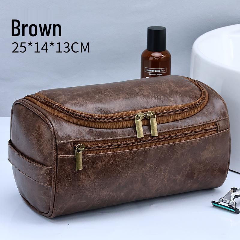 Men's Large Waterproof PU Toiletry Bag - Travel Cosmetic Organizer