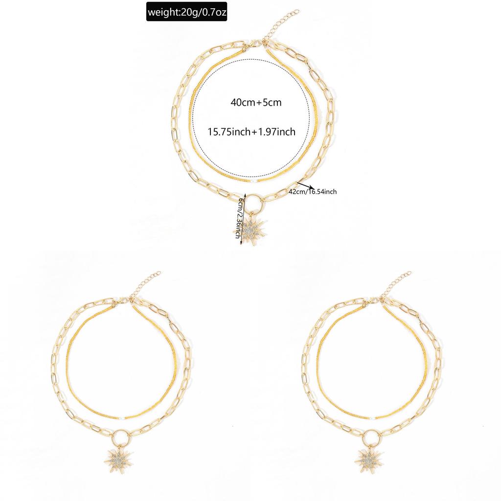 Élégant Collier Pendentif Tournesol Pour Femmes En Alliage de Zinc et Style Tendance