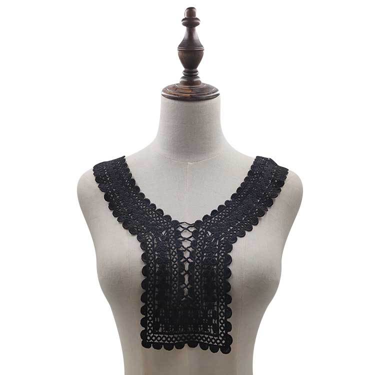 

Водорастворимый кружевной воротник, вышитый воротник из молочного шелка, трехмерный полый вышитый накладной воротник, кружевные аксессуары для DIY Black & чёрный