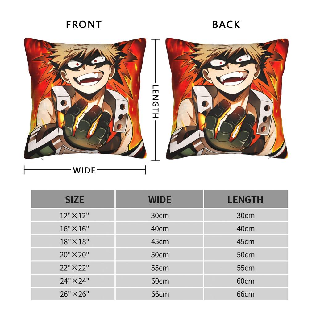 Anime K-Katsuki B-Bakugo Pillowcases  Vintage Pillow Case For Living Room Chair Soft Pillow Cover