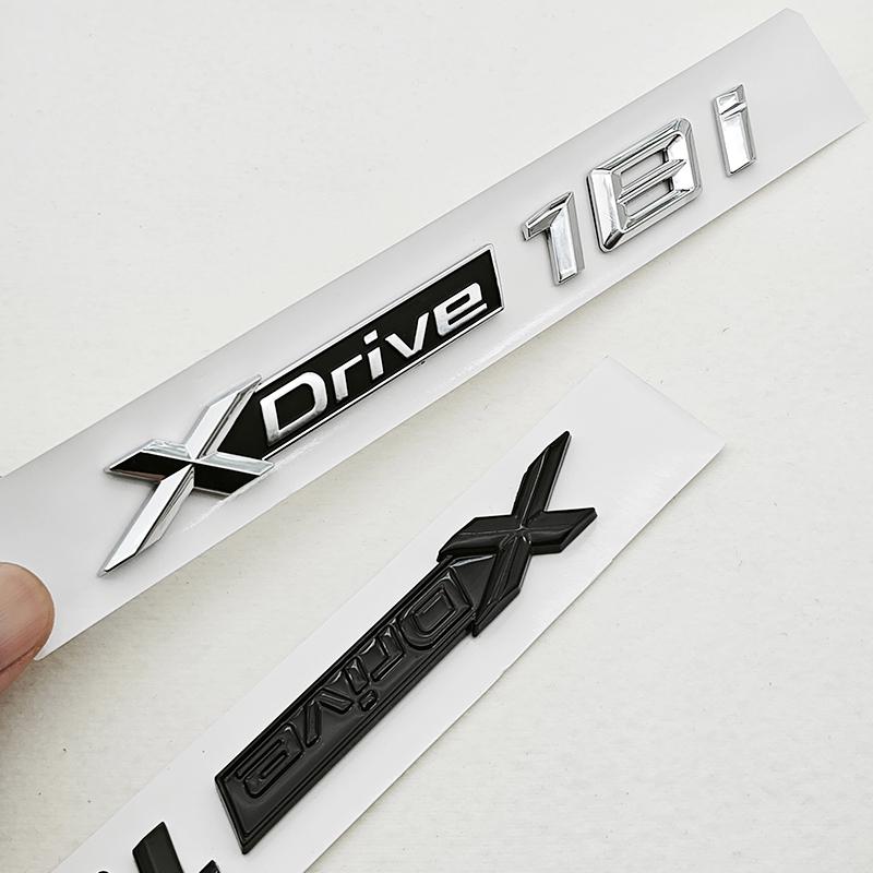 3D ABS Car Rear Trunk Badge Side Fender Emblem Logo XDrive 18i Sticker For BMW X1 F48 X Drive 18i Auto Exterior Accessories