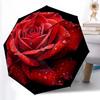 1pc Sturdy 8-Bone Auto Umbrella, Red Rose Vivid Poppy Umbrella, Digital Printed, Foldable Umbrella for On-the-Go Outdoor Use