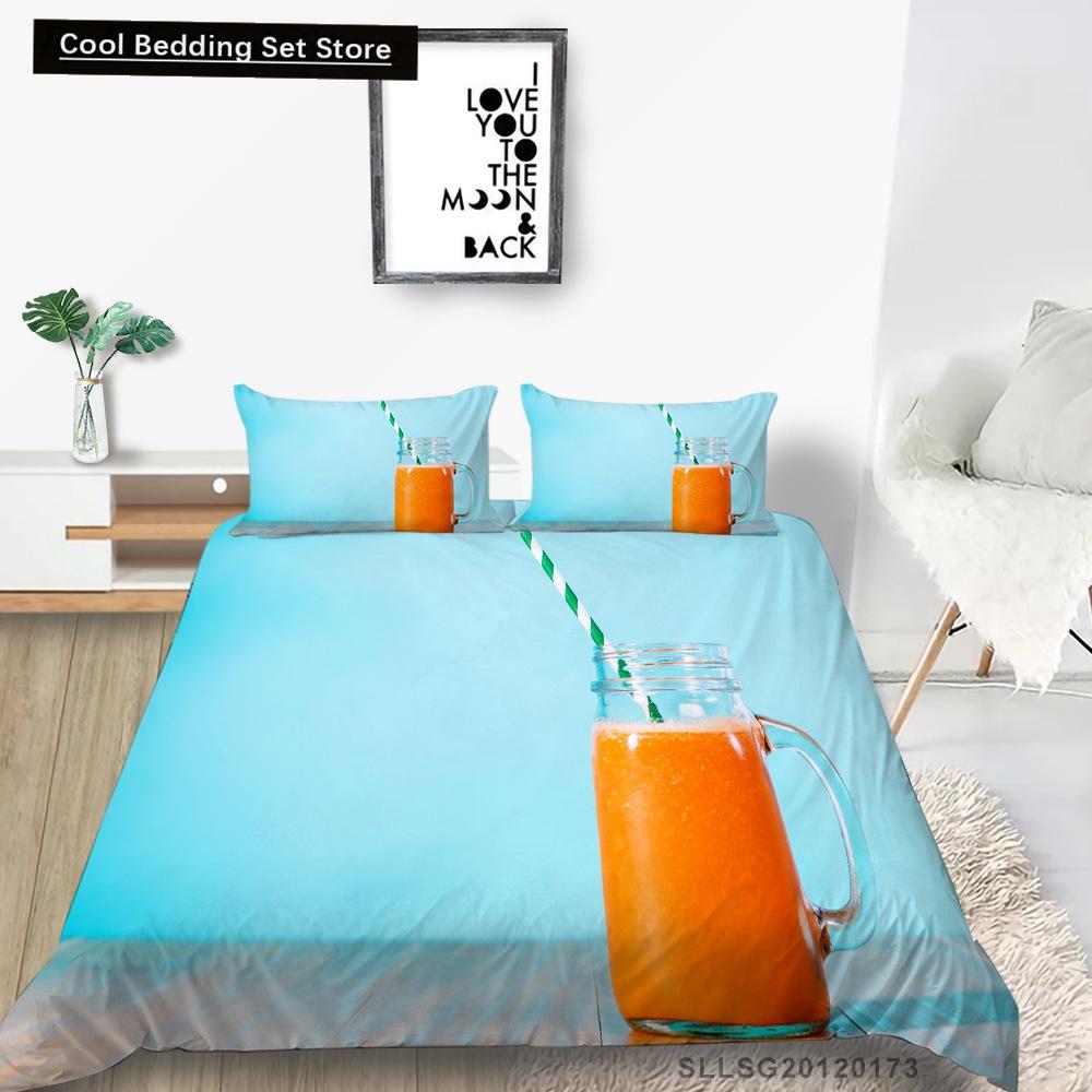 Kids Orange Duvet Cover King Queen Fruit Tangerine Bedding Set Tropical Botanical Comforter Cover 2/3pcs Polyester Quilt Cover