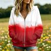 Women's Gradient Print Hooded Jacket with and Pockets for Casual