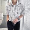 Men's Clothing Letter Printed Shirts Casual Turn-down Collar Summer New Short Sleeve Fashion Single-breasted Korean Loose Shirts