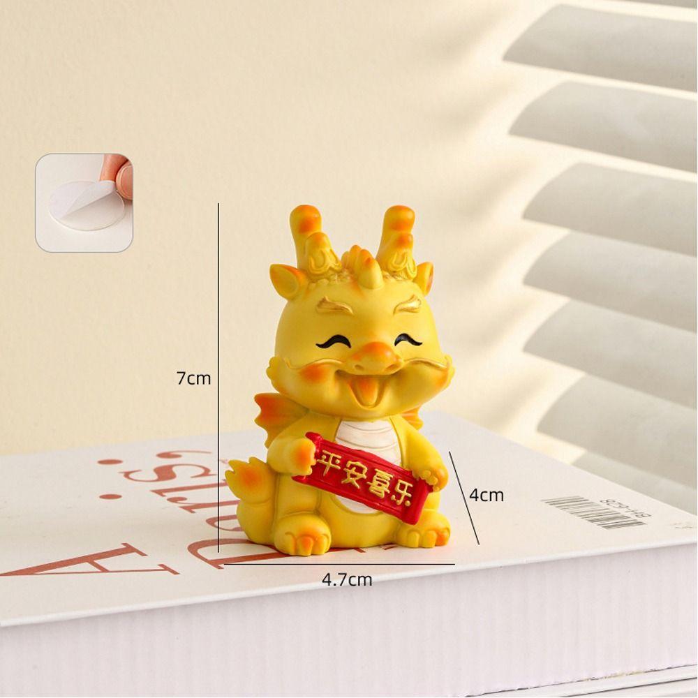 Office Desk Accessories Golden Dragon Figurine 2024 Dragon Year Mini Resin Craft Home