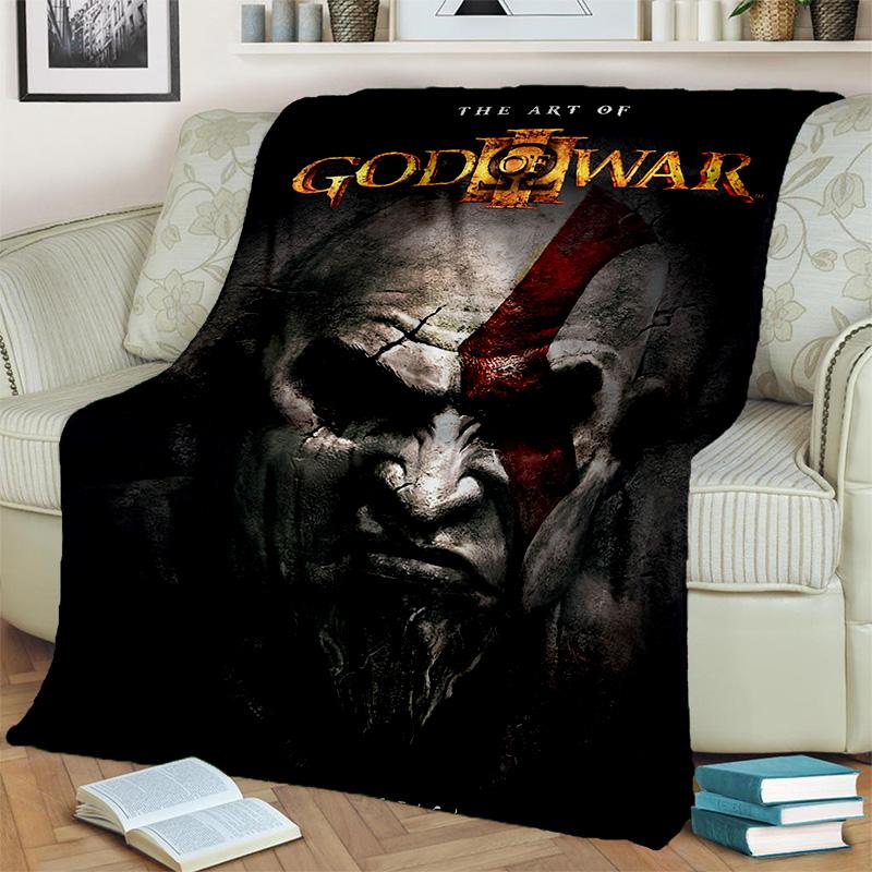 3D God of War Games Gamer Kratos HD Blanket,Soft Throw Blanket for Home Bedroom Bed Sofa Picnic Travel Office Cover Blanket Kids