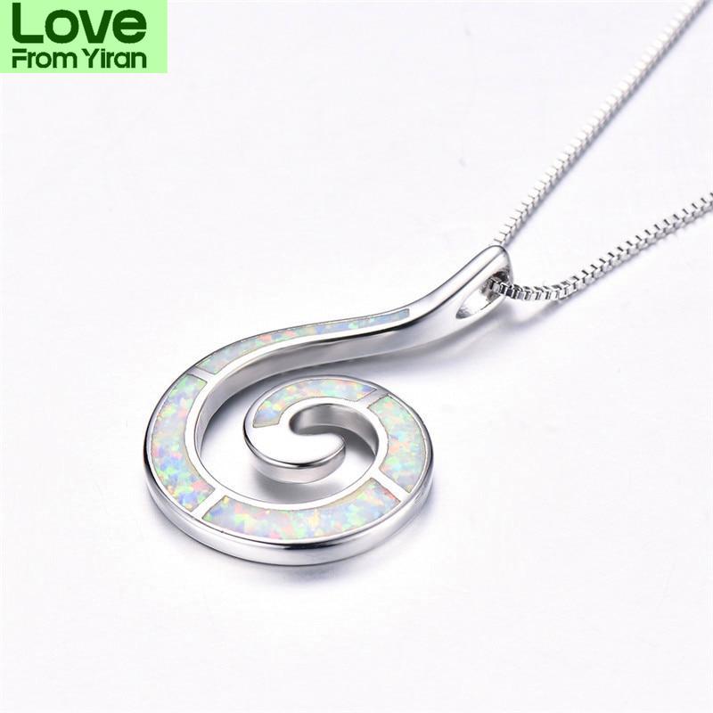 Blaike Ozeanblau Weißes Feueropal Für Frauen Muschel Anhänger Wellen Halsketten Farbe Spirale Choker Weiblicher Feinschmuck Trendiger Anhänger