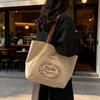 Fashi Korean Style Large Capacity Canvas Top Handle Bag Texture Simple Shoulder Bag for Women with Letter Print Storage Bags