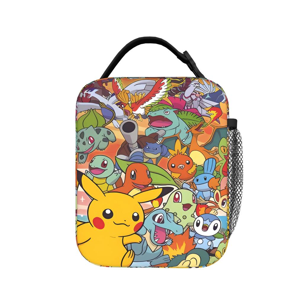 Squirtle Chaotic Mix Anime Lunch Bag For Women  Print Travel Lunch Box Funny Portable Oxford Cooler Bag